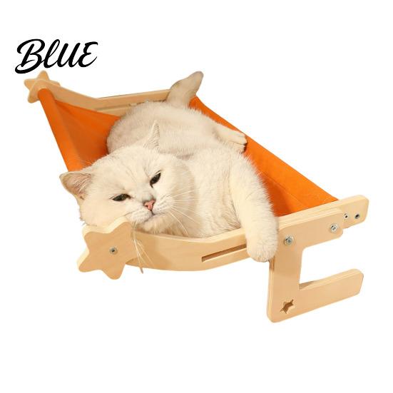Bedside Cat Hammock Drilling Pet with Wood Adjustable Bed Window Perch Frame No for Windowsill