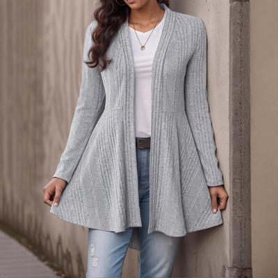 Herbst Winter Neuheiten Damen Gerippter Frottee Strick Offener Cardigan Lässiges Oberteil
