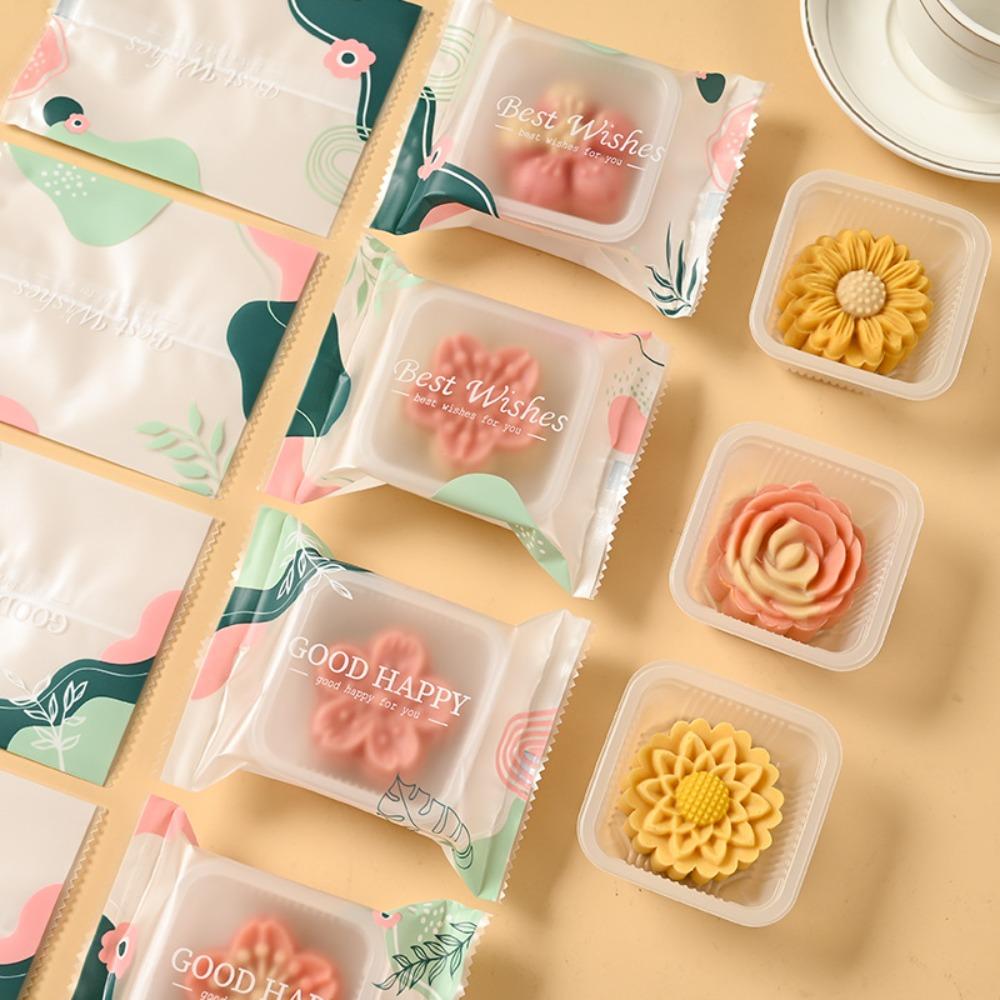 100pcs Clear Handmade Biscuit Packaging Bag Plastic Mooncake Packaging Bag Cookie