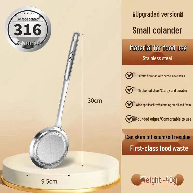 316 Stainless Steel Fine Mesh Frothing Spoon & Strainer: Large Skimmer for Oil, Meat, and Foam in Kitchen.