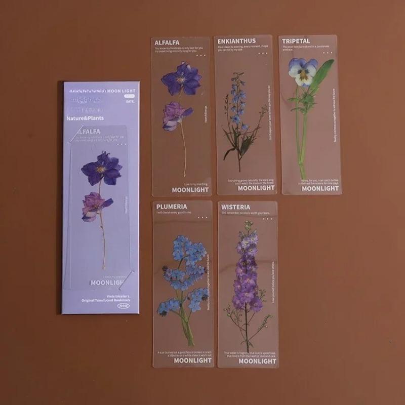 Nature Plants Translucent PET Flower Note Marker Page Holder School Creative Reading Supply Dried Flowers Journal Reading Folder