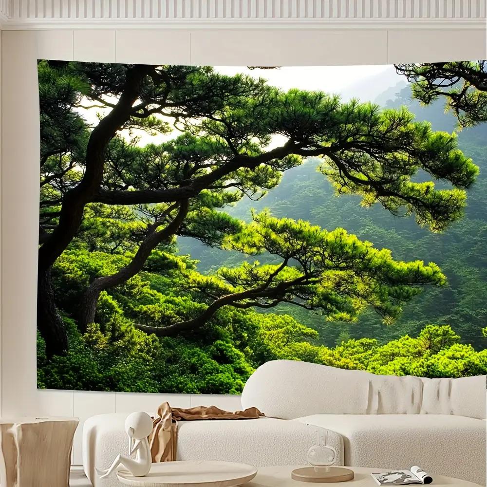 Green Pine Tree Forest Mountain View Nature Landscape Wall Tapestry Art Decor Home Interior Design Living Room Bedroom