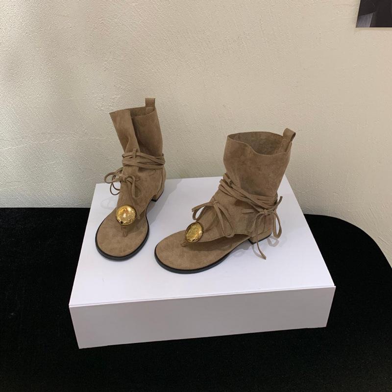 Roman Style Toe Cool Boots 2025 New Casual Fashion Boots Summer Versatile Thick Heel 5.5 Cm Sandals