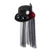 Gothic Hat Costume Top Hat Costume Headgear with Rose Removable Goggles Chain for Men Movie Props Cosplay Halloween Party