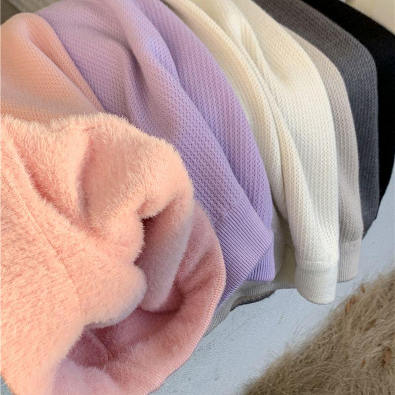 Women's Fleece-Lined Thickened Mink Fur Knitted Half Skirt Solid Color Versatile Minimalist High Waist Bodycon Pencil Straight Skirt with Split