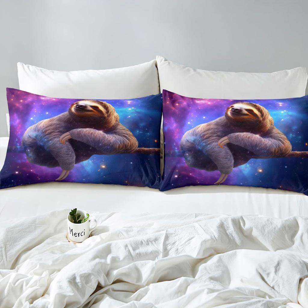Sloth Starry Sky Duvet Set Three-Piece Children'S Room Decorative Bedding Set