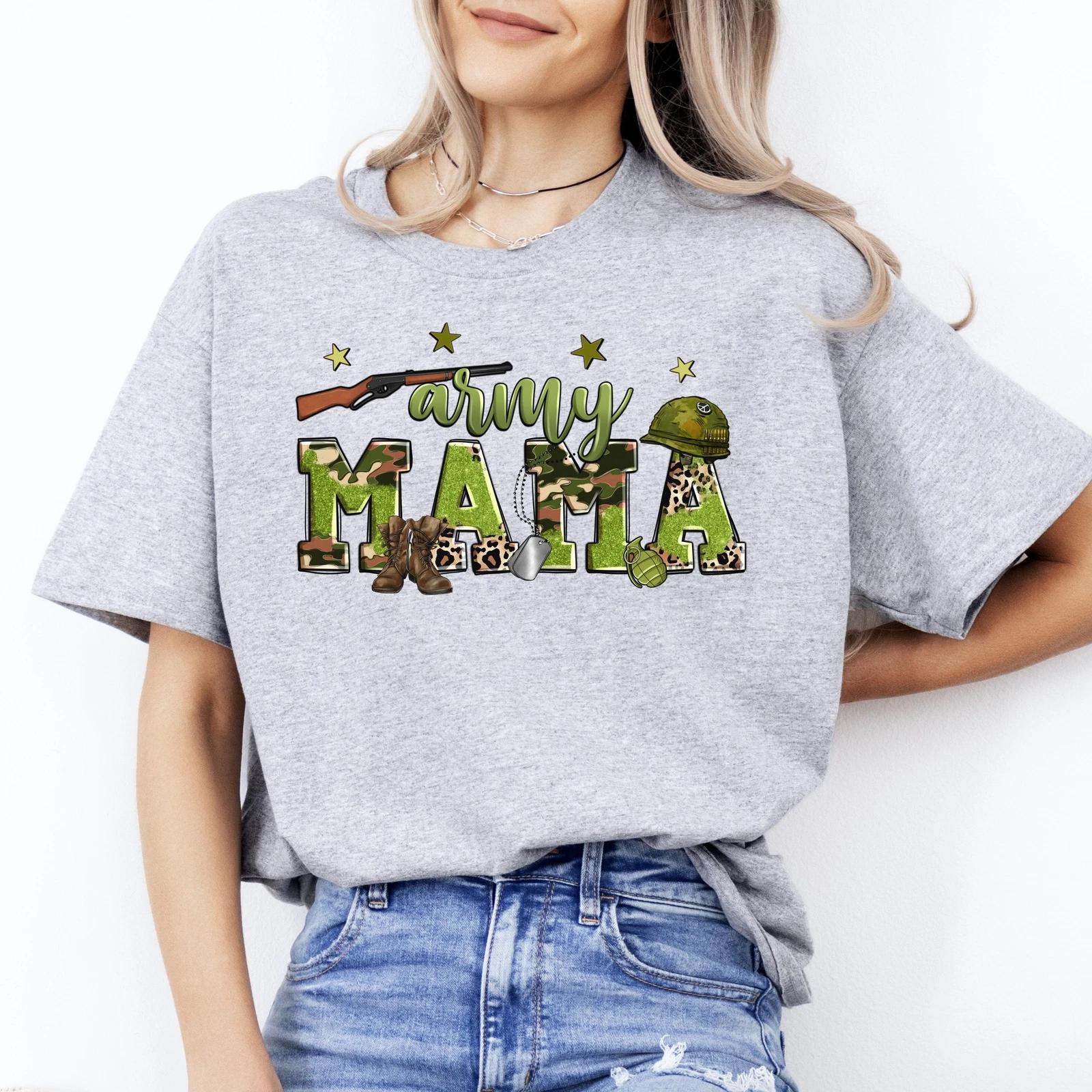 Army mama T-Shirt Military mom Unisex tee White Sand Grey XL