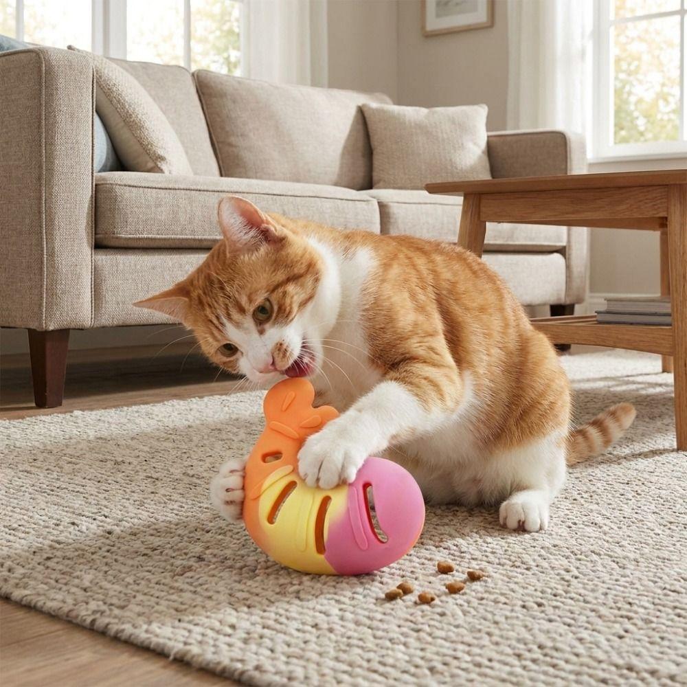 Teeth Grinding Silicone Shrimp Cat Toy Treat Dispenser Leak Food Cat Toy  Interactive Self-Play