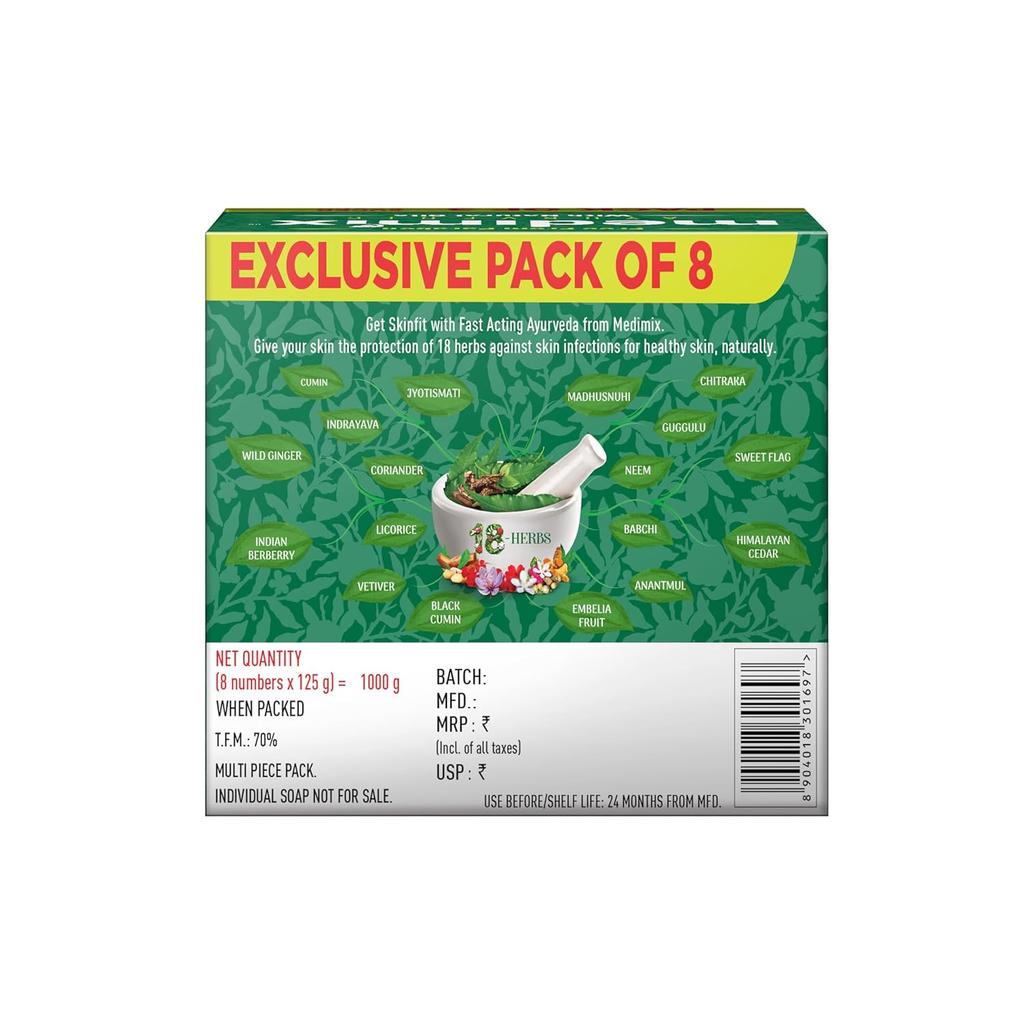 Medimix Ayurvedic Classic 18 Herbs Soap 125g X 8 Soap | Gentle Cleansing Bar For Healthy Skin Protection & Natural Daily Bathing Ritual