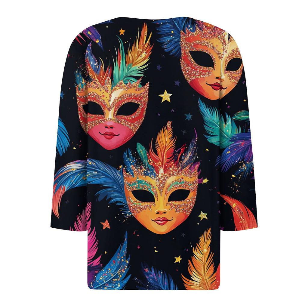 T-skjorte for kvinner T-skjorte med knapp 3/4-ermet Daglig helgmote Basic V-hals vanlig topp