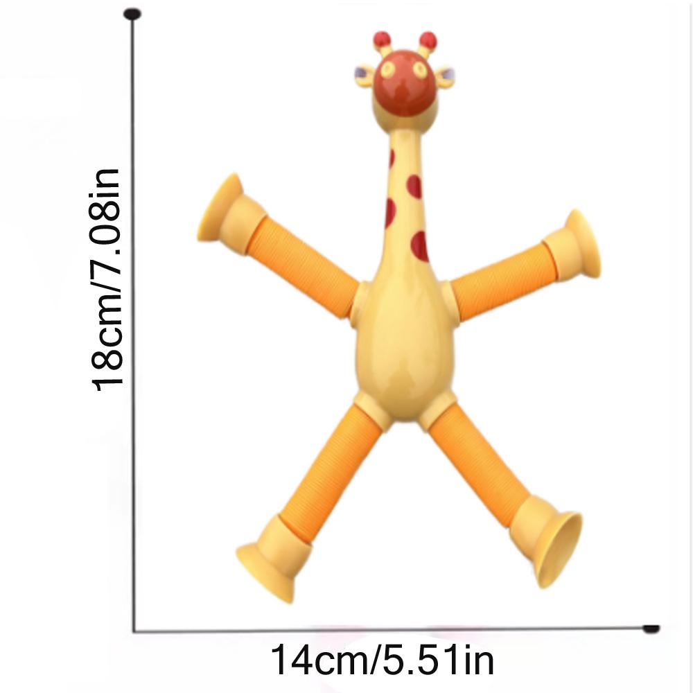 Neues Cartoon-Saugnapf-Teleskoprohr-Giraffe mit verschiedenen Leuchteffekten – Kreatives Dekompressionsspielzeug für Kinder ab 12 Jahren