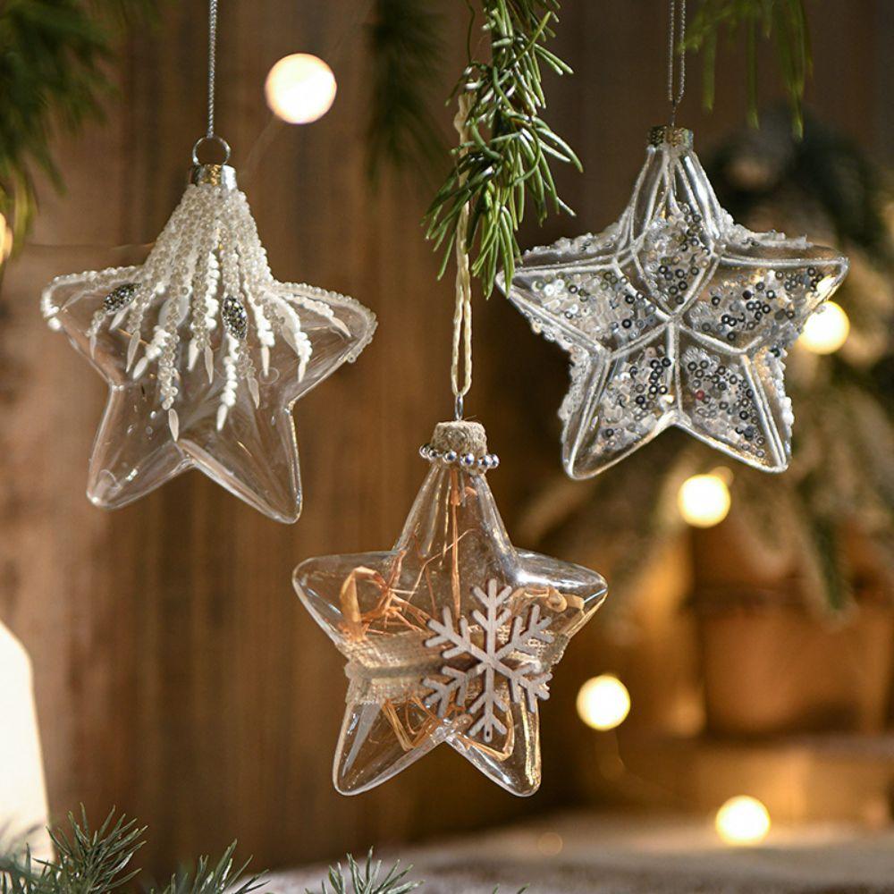 Glitter Finish Hanging Ball Decor Crystal Glass Christmas Tree Decorations Home Festive Decoration