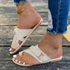 Brand Shoes for Women Set of Toes Women's Slippers Fashion Metal Decoration Beach Slippers Women New Solid Flat Slippers