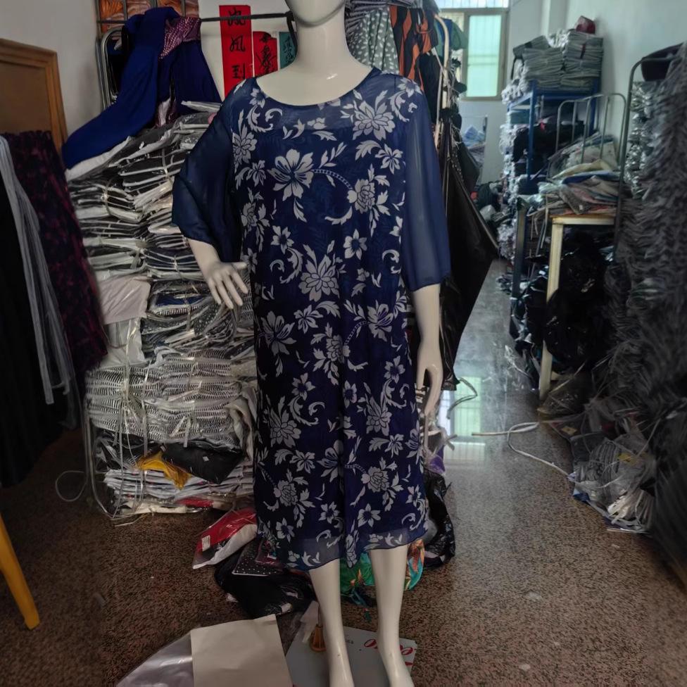 European & American Summer 2025 Round Neck Printed Dress