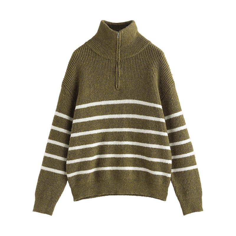 Women's Faux Mohair Zipper Lapel Sweater