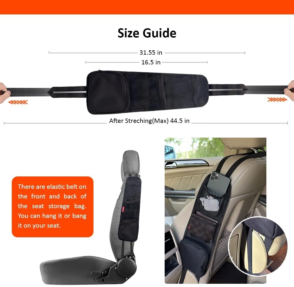 Universal Car Seat Storage Bag Seat Side Storage Cell Phone Hanging Bag Multi-pocket Drink Holder Storage Bag Cell Phone Holder