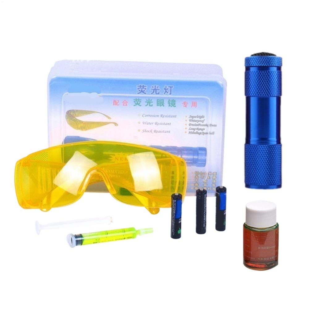 Комплект для обнаружения утечек кондиционера автомобиля Инструмент для обнаружения утечек хладагента кондиционера автомобиля Ремонтный трассирующий инструмент Бытовой тестер утечек Свет