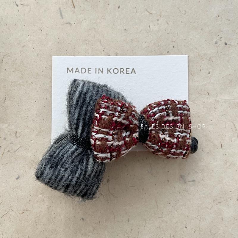 Herbst/Winter Woll-Doppel-Schleifen-Bananenklemme für Damen - Vielseitiges Haaraccessoire für hohen Pferdeschwanz