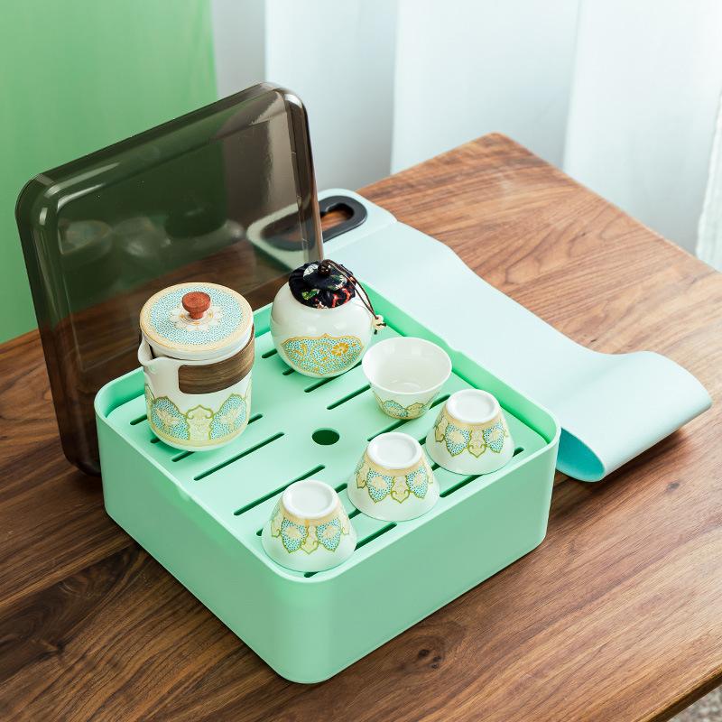 Kreatives Keramik Schnellbecher Reise-Teegeschirr Tablett, Kungfu Teegeschirr, Outdoor Tragbares Geschenk