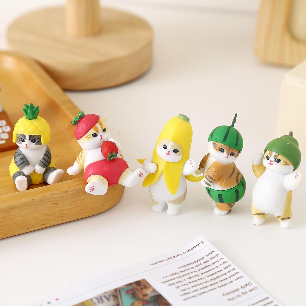 Cute Fruit Cat Toy Pvc Collectible Figurine For Desk Home Decor