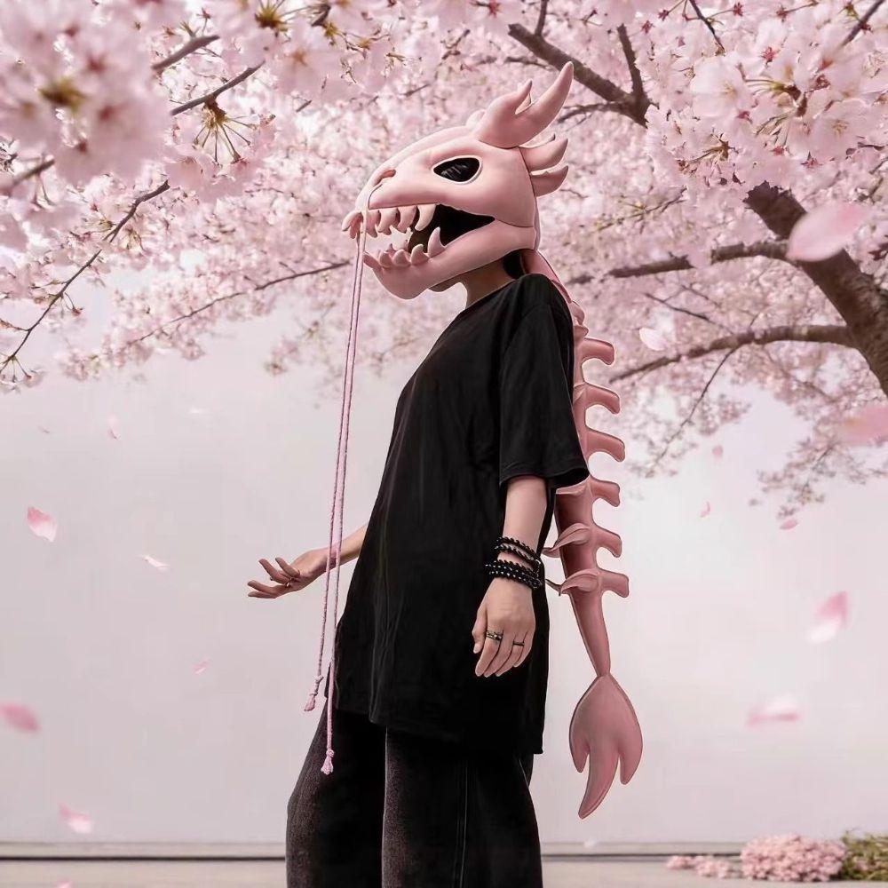 Plush Material Dragon Headpiece Exoskeleton Spine Tail Plush Cosplay Helmet Cosplay Party