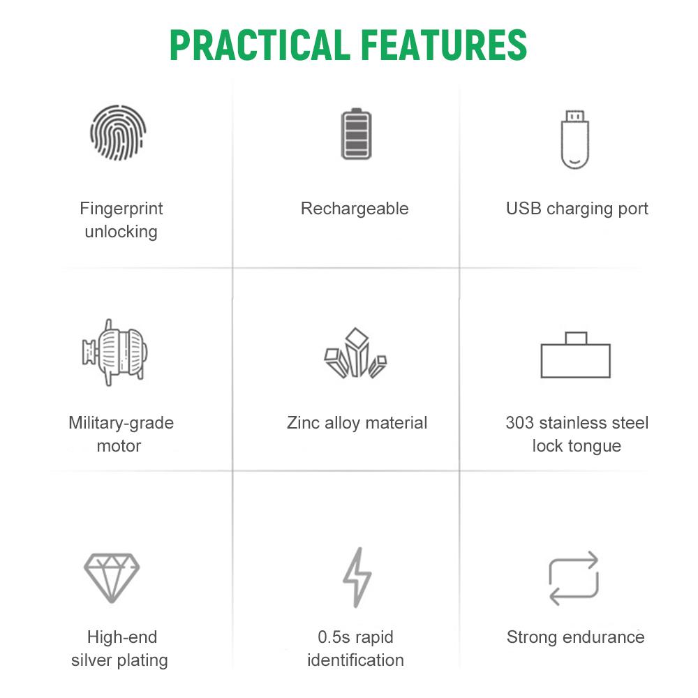 

T22 Smart Fingerprint Lock Electronic Drawer Lock Keyless Biometric Cabinet Lock USB Rechargeable Lock for Home Office