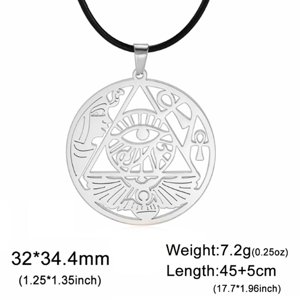 Dawapara Eye of Horus with Ankh Cross Necklace Key of Life Protection Ancient Egypt Jewelry Stainless Steel Necklace