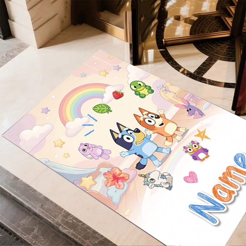 Bluey's Bubble Adventure Customize Your Name Floor Rug Office Rug Perfect for Playrooms Living Rooms Study room Balcony Antislip Carpet