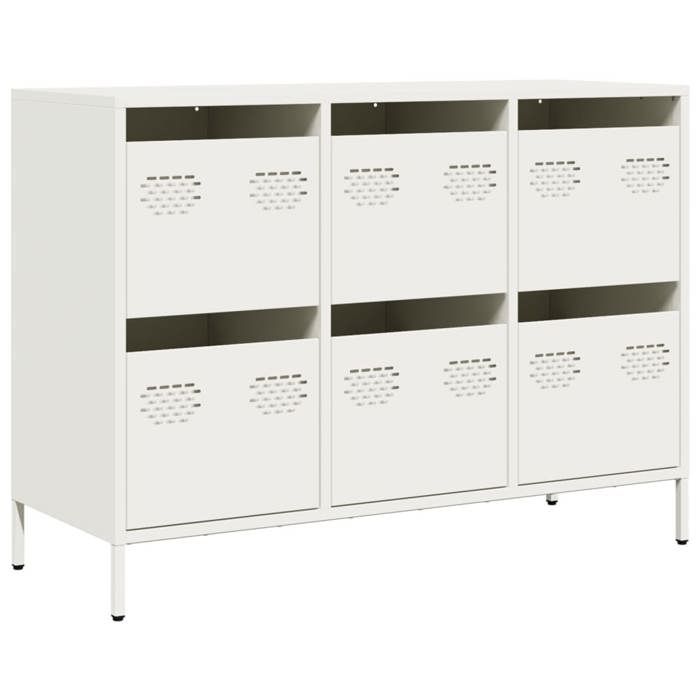 VidaXL Buffet blanc 101,5x39x73,5 cm acier laminé à froid, meuble de rangement, meuble de rangement de cuisine, meuble de 851267