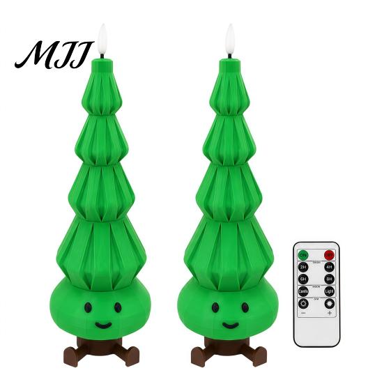 Unique Holiday Interior Lighting Christmas Candle Light, 3D Printed Santa Snowman Tree Light with Remote Decor Control, LED Ghost Flameless