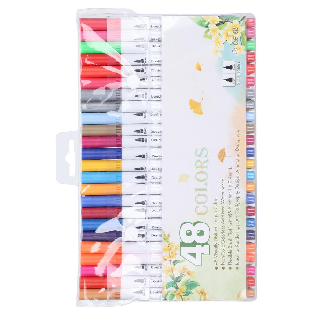 48 Stück Permanentmarker Aquarell Sortierte Farben Feine Spitze Doppelspitze Malwerkzeuge
