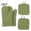 Heat Proof Mat Set 4Pcs Oven Mitts and Pot Holders Set, Resistant Cotton Kitchen Quilted Fabric Potholders Gloves, Insulated Mats for Baking