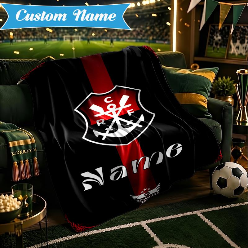 Custom Name Black Crest Flamengo Blanket Lightweight Ideal Bedding Blanket Perfect for Travel, Camping, Living Rooms, Sofas, Christmas gift