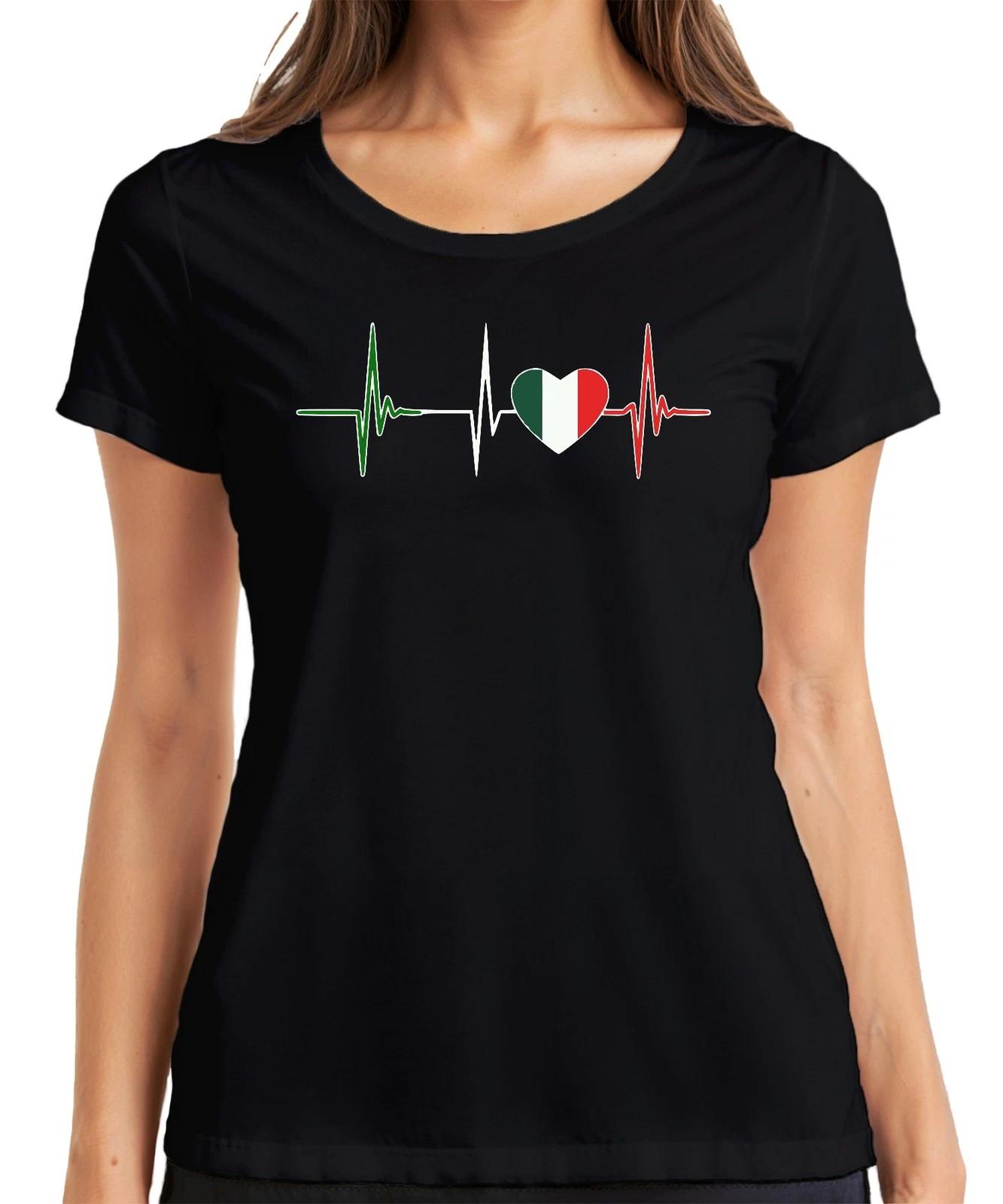 Italien Herzschlag EKG Herz mit Italien Flagge Liebe Fan Amore Damen T-Shirt XXXL