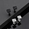 Fashion Chic Irregular Pleated Stud Earrings for Men, Stainless Steel Geometric Square Earrings, Creative Trendy Jewelry Gifts