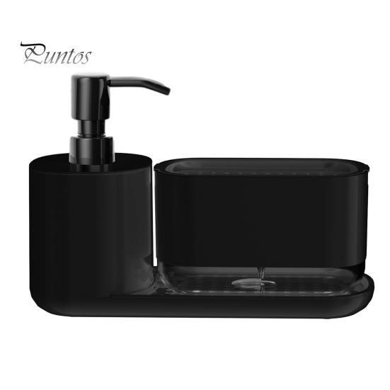 

Дозатор мыла для кухонной посуды с держателем губки. Противоскользящее основание. Многоразовый контейнер для мыла для рук и посуды. Коробка для дозирования дезинфицирующего средства для рук для домашнего отеля. чёрный