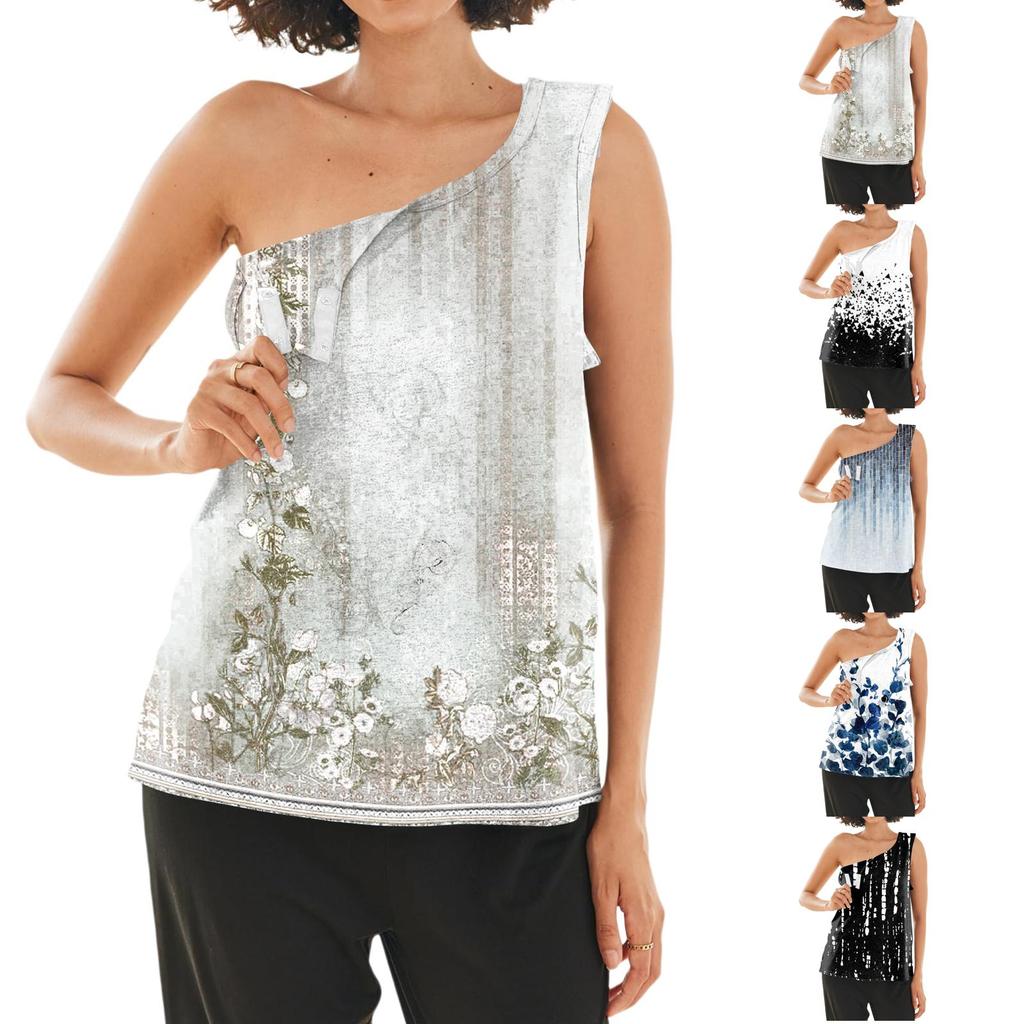 Women Shoulder Surgery Shirt Sleeveless Top with Tear Away Snap Closure and Cuff Design Floral Print Medical Recovery Apparel