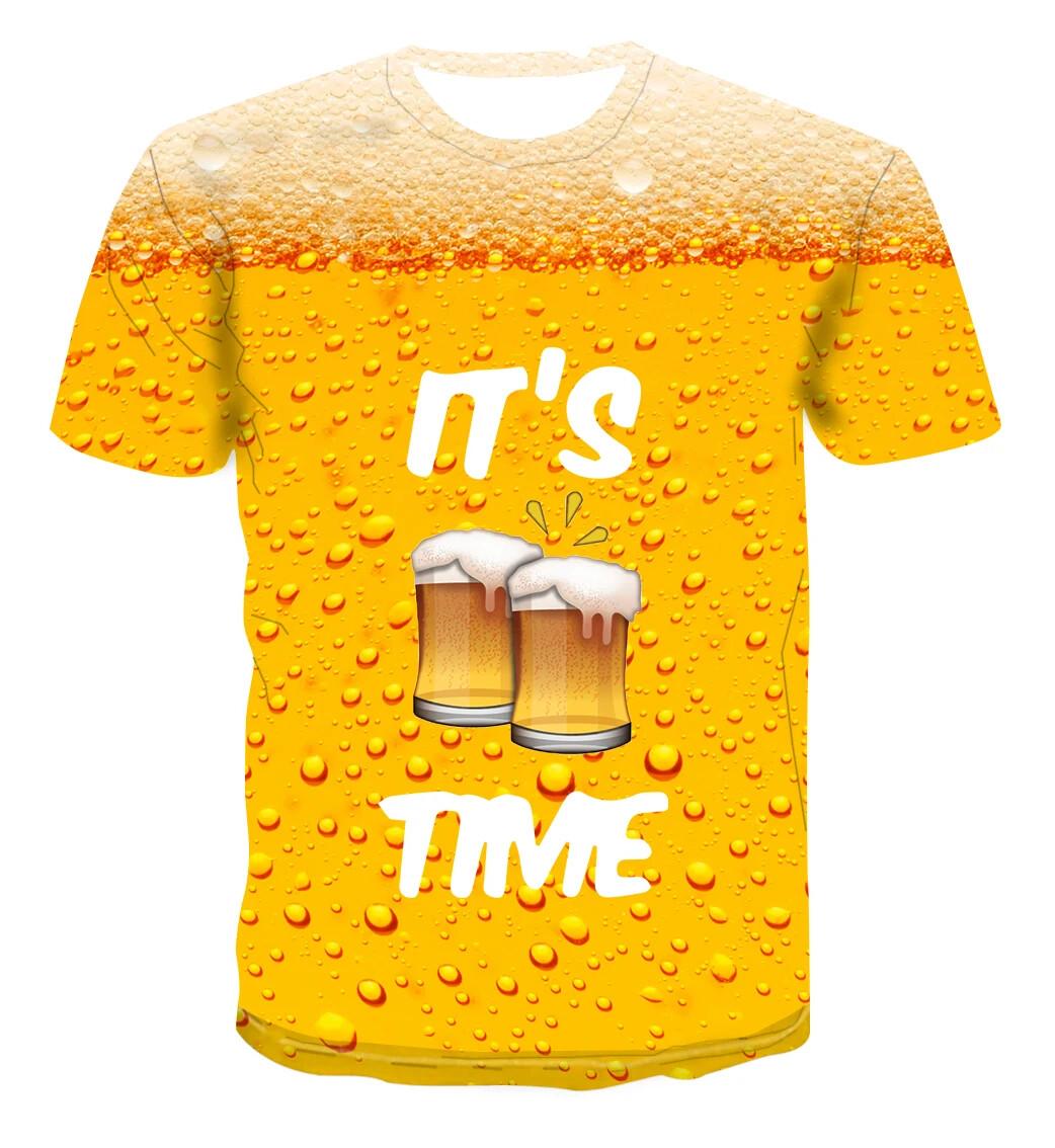 Huiteng Mode Cool Geel T-shirt Fanta drank Bier 3D Geprinte Stijl Casual Sneldrogend T-shirt Ronde Hals heren Tops 6XL
