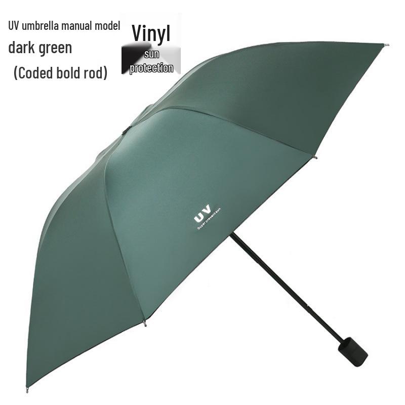 Women's Foldable UV Protection Sunshade: Black Vinyl Automatic Umbrella for Rain or Shine