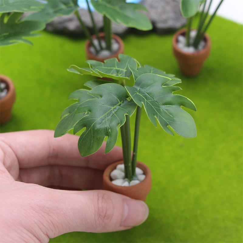 1/12 Dollhouse Simulation Green Plant Potted Model Doll Home Living Room Decoration Micro Landscape Garden Scene Ornament