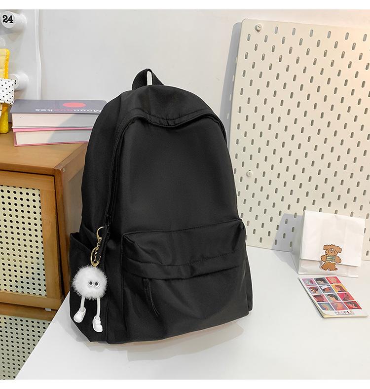 School bag new fashion solid color large capacity school bag Korean version ins versatile simple backpack casual spring outing light backpack