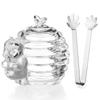 200ml Clear Glass Canister with Lid for Sugar Cubes, Snacks, Nuts, and More. Cute and Charming for Kitchen Storage. Includes Stainless Steel Tongs.