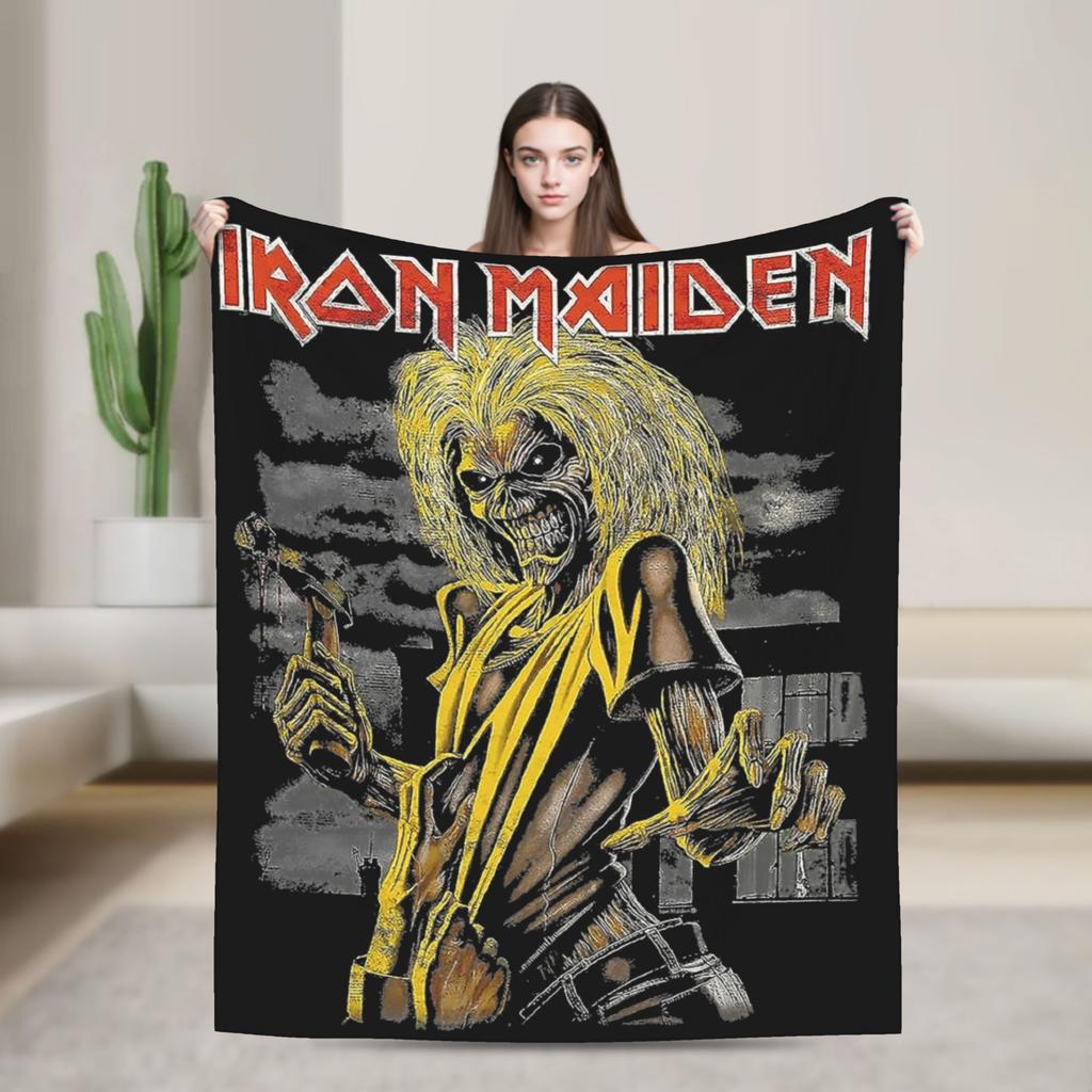 Rock I-Iron M-Maidens Deky Flanelové Letní Klimatizace Heavy Metal Hudba Přenosné Super Měkké Přehozy Přikrývky
