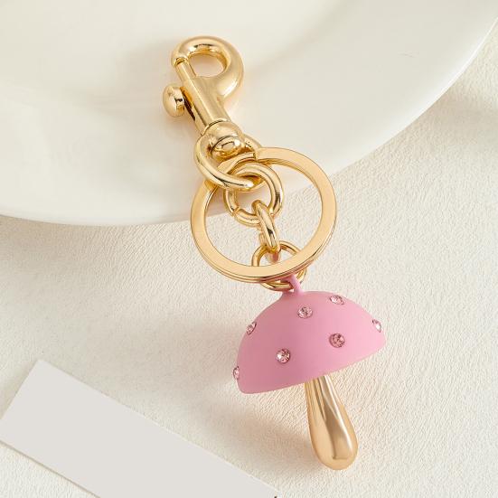 Keychain Mushroom Shape Fade-Resistant Alloy Keyring Backpack Key Holder Women Bags Cars Keys Decoration
