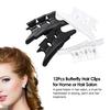 12Pcs Butterfly Hair Clips Hair Claw Clamps Plastic Hairpin Teeth Black White Salon Hairdressers