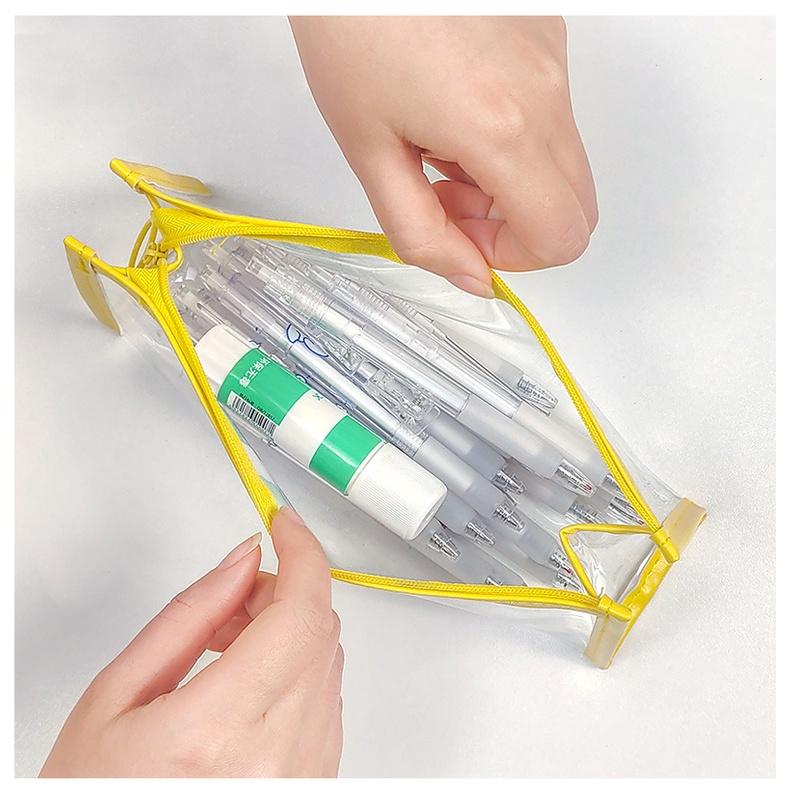 Clear PVC Pen Bag Pencil Case  Ins DIY Pattern, Pencil Pouch, Portable Pencil Bag, Pen Case for School & Office