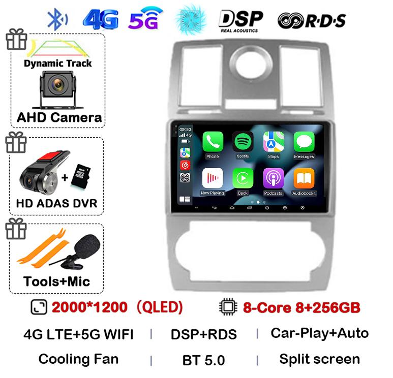 Android 14 Auto Carplay 4G+WIFI For Chrysler Aspen 300C 2004 2005 2006 2007 2008 Multimedia Video Player Car Radio GPS Stereo BT