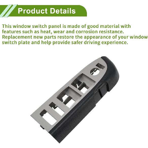 1 Pc Front Left Side No.22968506 Door Control Switch Panel Trim for Chevy Silverado 1500 2010-2013 Plastic Gray Black