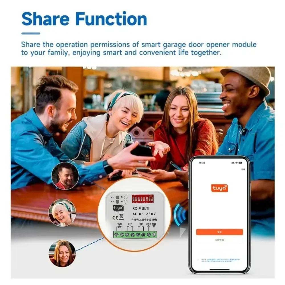 Universal WIFI Garage Door Remote Control Receiver 2CH Controller Smart Switch RF 433 868MHz Tuya Frequency 280-915MHz 85-250V
