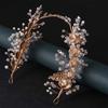 Retro Beaded Bride Wedding Tiaras Pearl Rhinestone Bridal Headwear Alloy Flower Flower Headbands Bridal